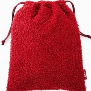 Ipsy Red Fuzzy Glam Pouch Bag